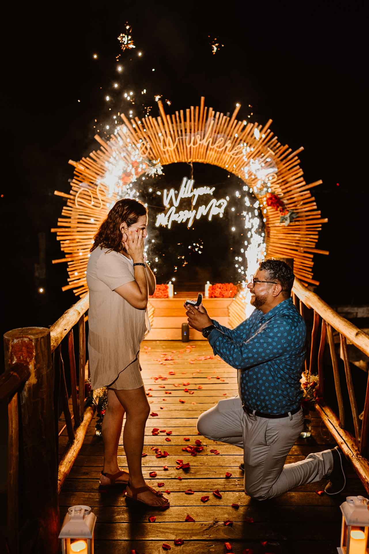 Decorative arches with neon signs